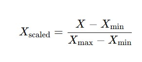 Picture showing the formula to calculate min-max normalization